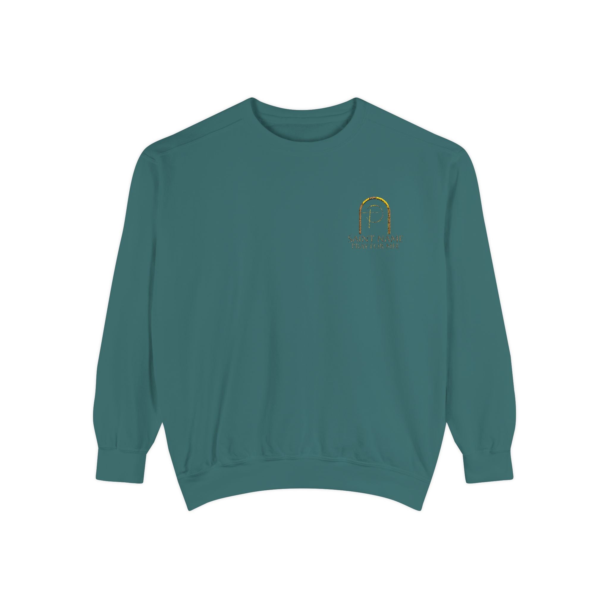 Personalized Luxe Cozy Fleece Prayers in Thread Subtle Elegance Gold Arch Crewneck Pullover