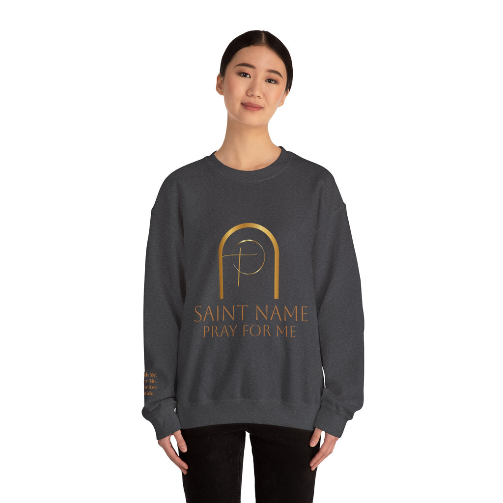 Personalized Luxe Cozy Fleece Prayers in Thread Gold Arch Crewneck Pullover