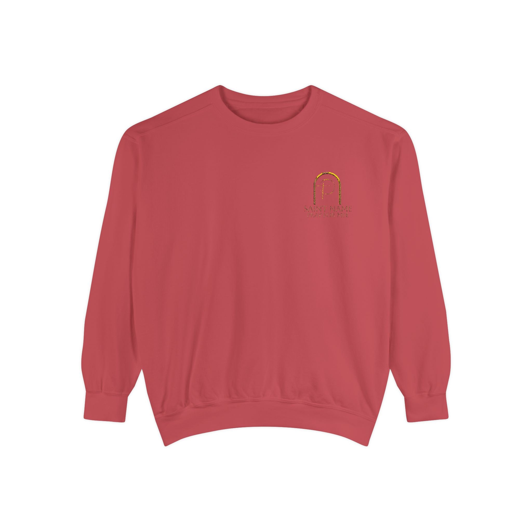 Personalized Luxe Cozy Fleece Prayers in Thread Subtle Elegance Gold Arch Crewneck Pullover