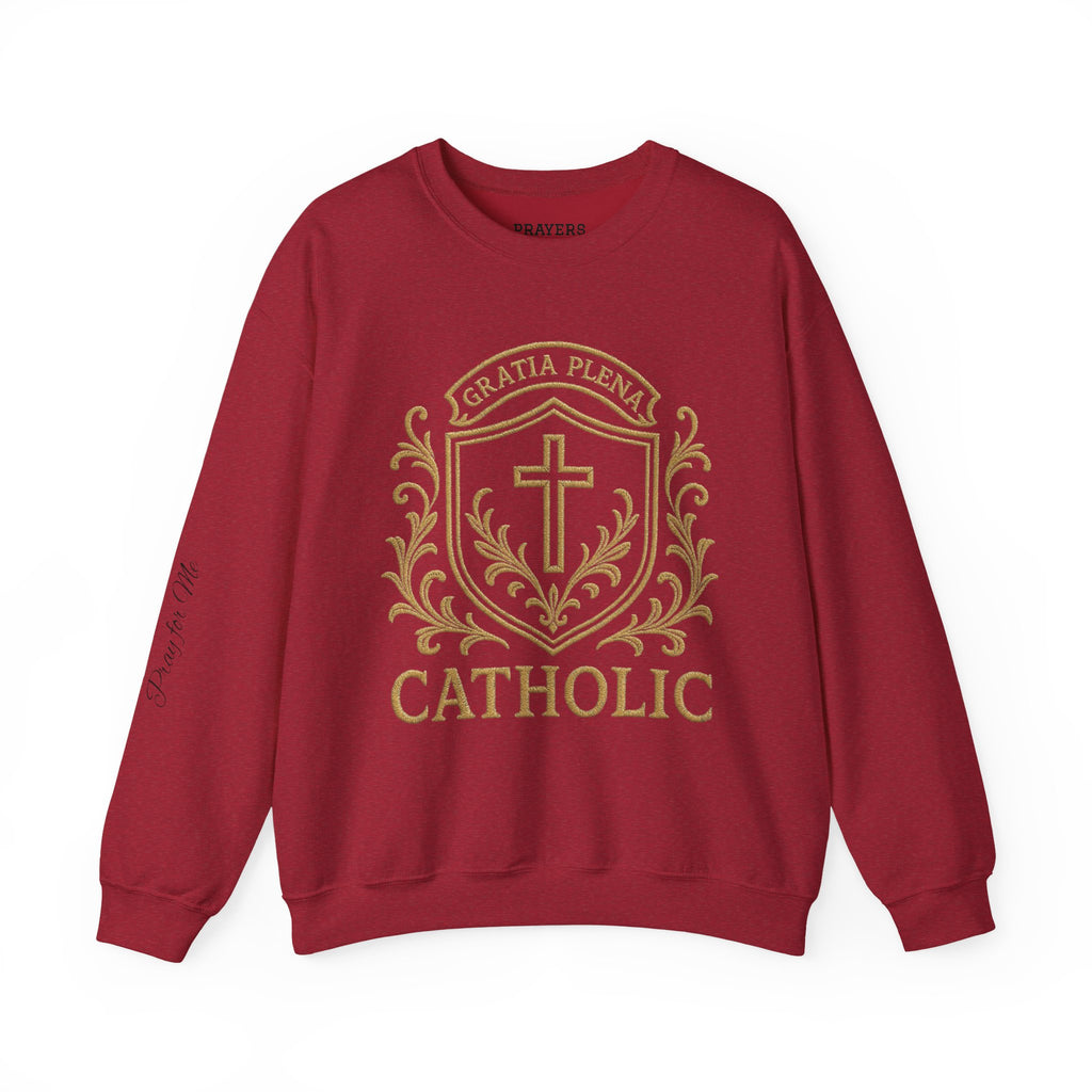 Catholic Luxury Crewneck Sweatshirt – “Gratia Plena” Emblem