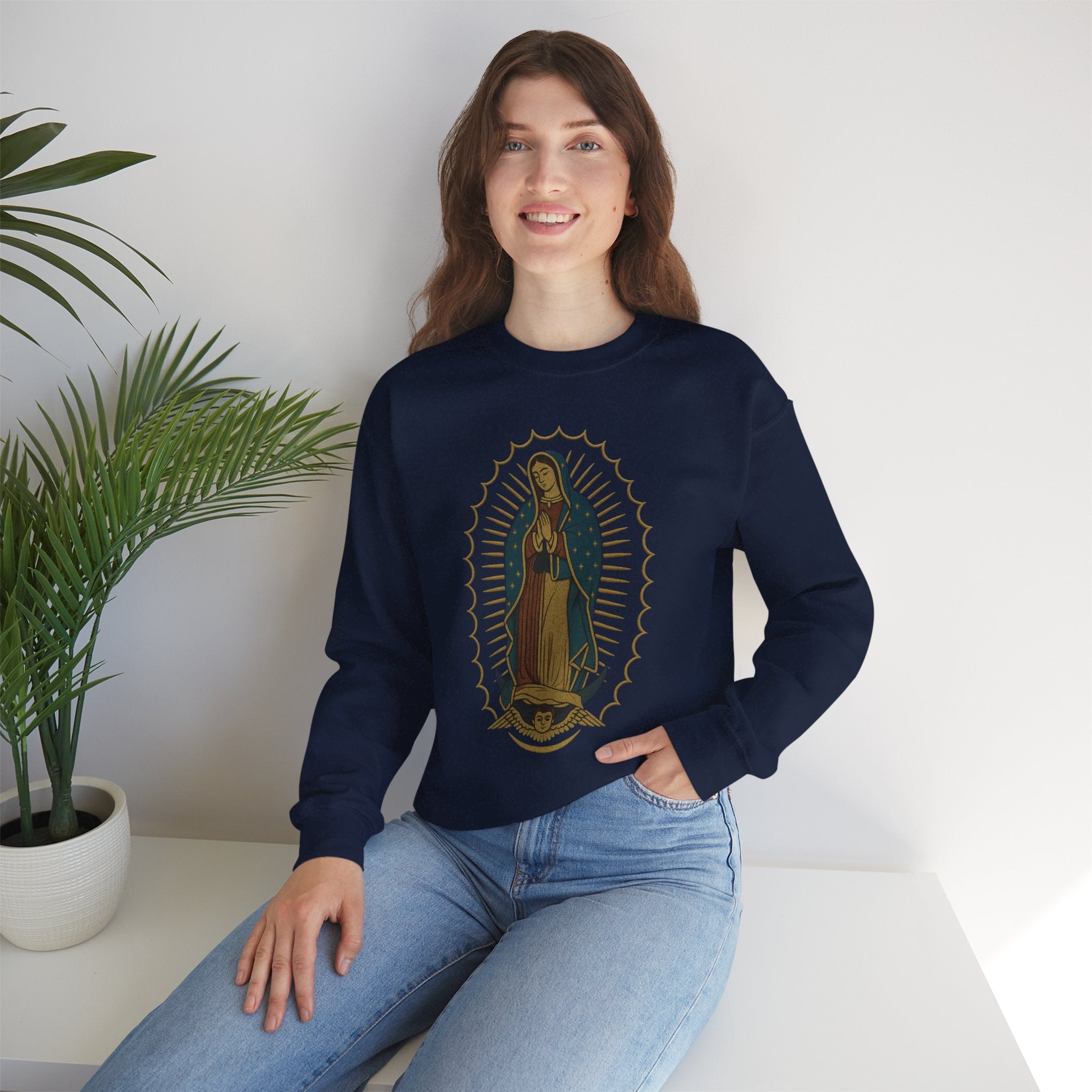 Our Lady of Guadalupe Luxury DTG Printed CrewneckSweatshirt