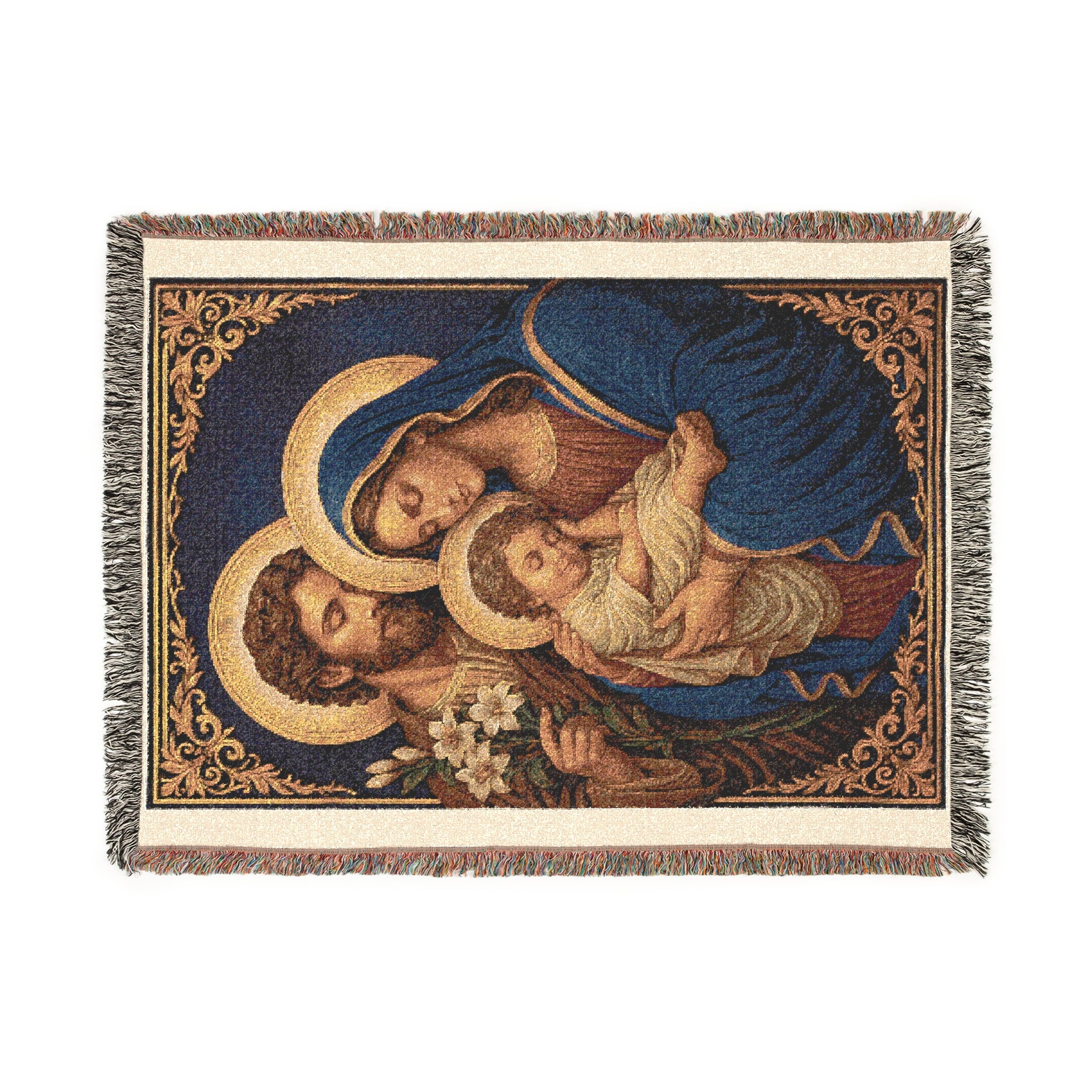 Sacred Icon Decorative Blanket – Holy Family Woven Throw