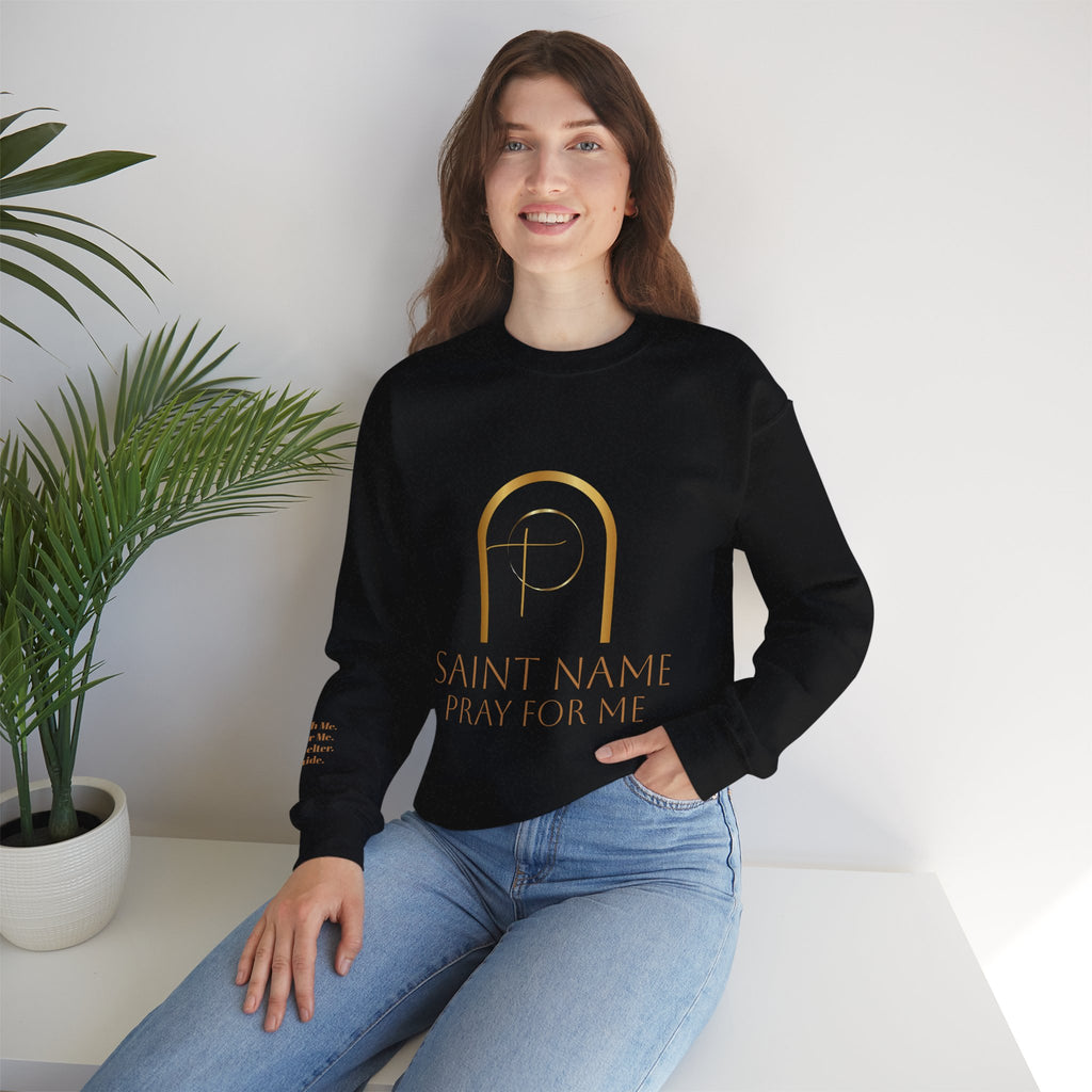 Personalized Luxe Cozy Fleece Prayers in Thread Gold Arch Crewneck Pullover