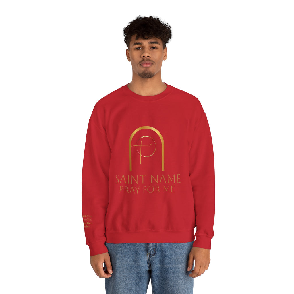 Personalized Luxe Cozy Fleece Prayers in Thread Gold Arch Crewneck Pullover