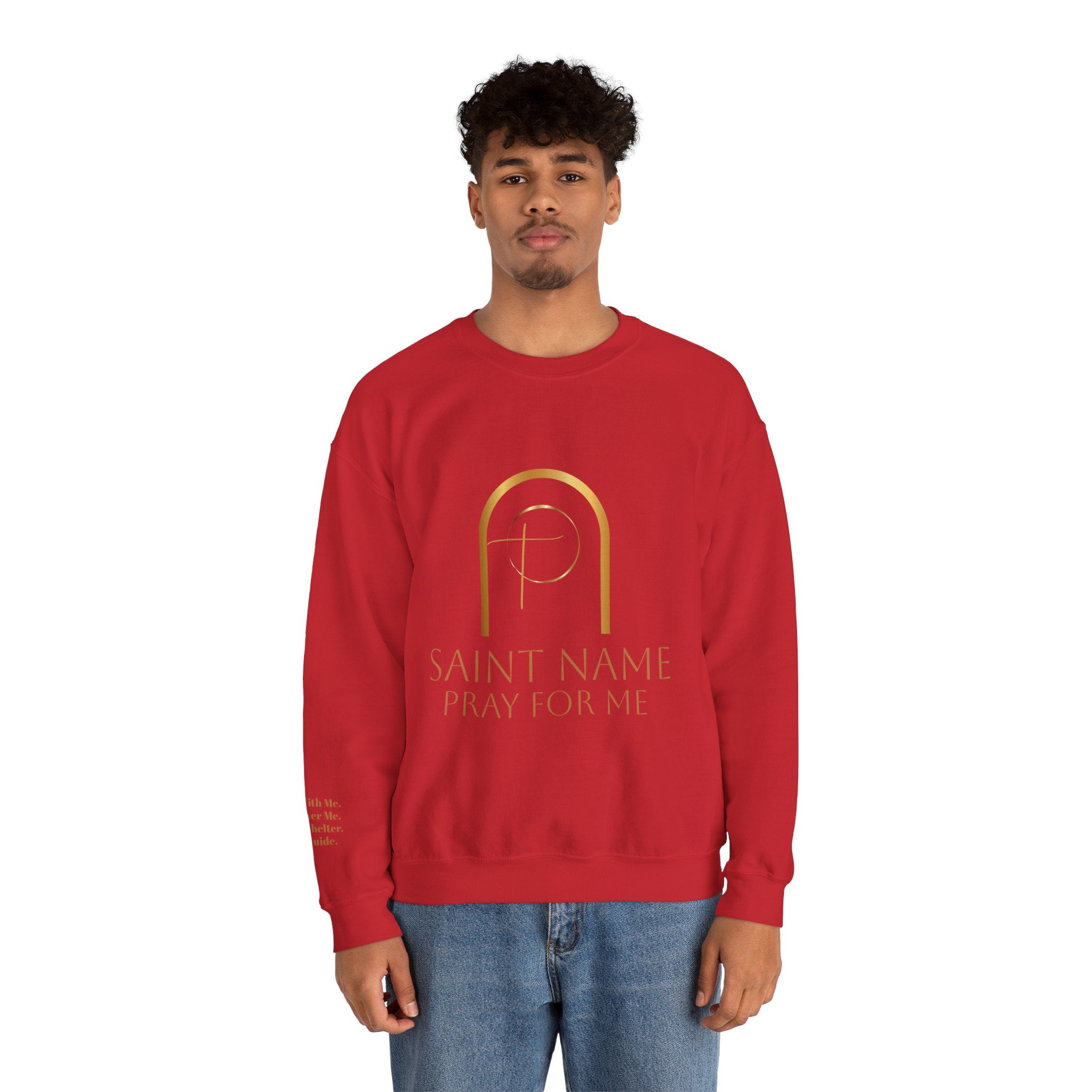 Personalized Luxe Cozy Fleece Prayers in Thread Gold Arch Crewneck Pullover
