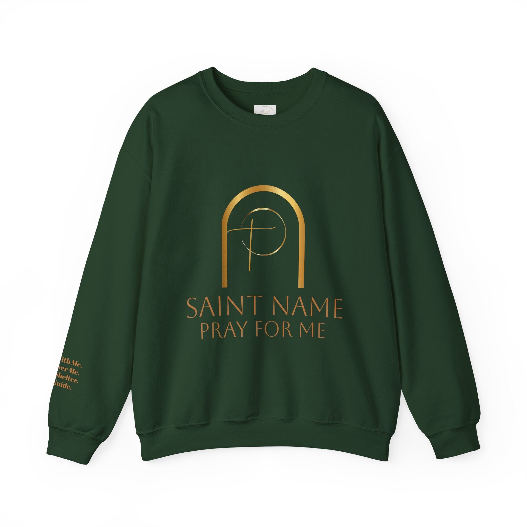 Personalized Luxe Cozy Fleece Prayers in Thread Gold Arch Crewneck Pullover
