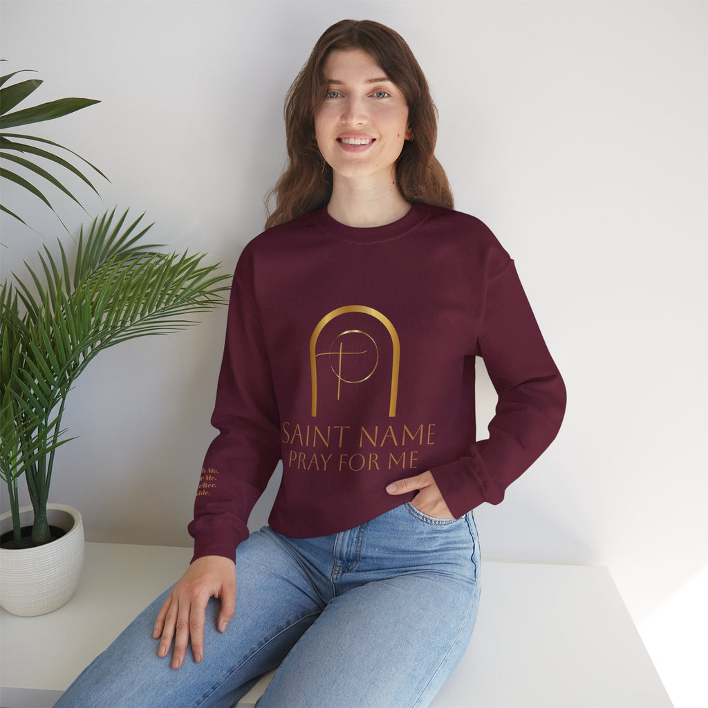 Personalized Luxe Cozy Fleece Prayers in Thread Gold Arch Crewneck Pullover