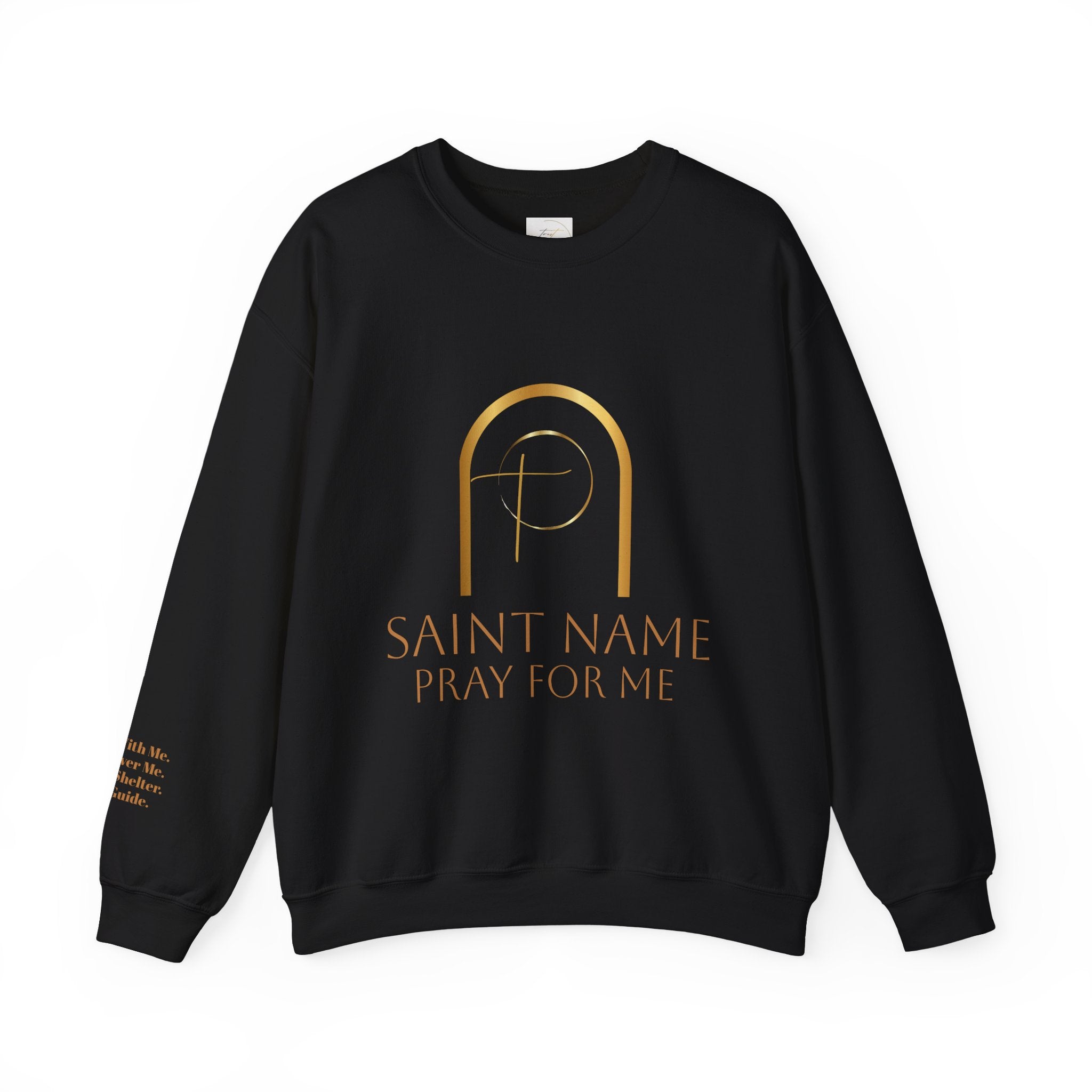 Personalized Luxe Cozy Fleece Prayers in Thread Gold Arch Crewneck Pullover