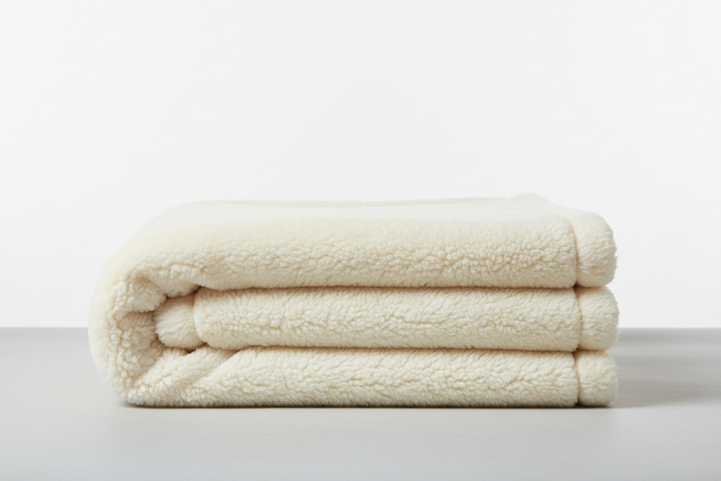 neatly folded luxury sherpa blanket