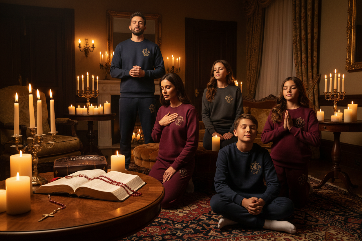 REVISE IMAGE TO BE MORE DYNAMIC, CANDLES ON TABLES, BIBLE, ROSARY NEARBY